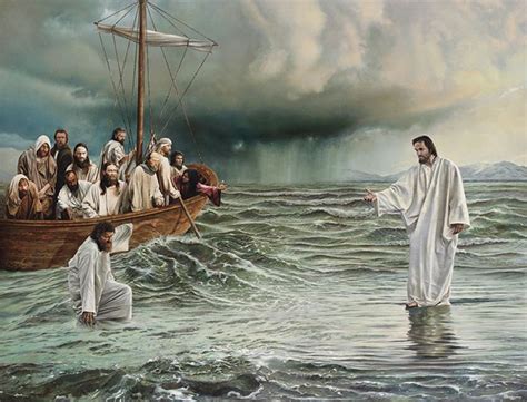 Jesus And Peter Walk On Water