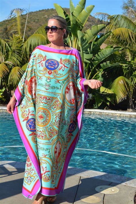Full Length Silk Caftan Womens Silk Caftan Silk Beach Coverup Long