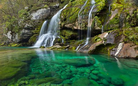 Virje Waterfall In Slovenia Near The Village Of Plow And Mountain Town