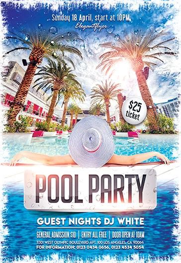 Multicolor Colorful Splash Bash Pool Party Free Flyer Template PSD By Elegantflyer