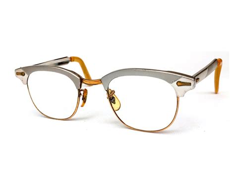 Shuron 1950s Eyeglass Frames With Lenses And Brushed Aluminum Etsy