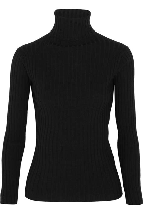 Acne Studios Ribbed Merino Wool Blend Turtleneck Sweater Net A