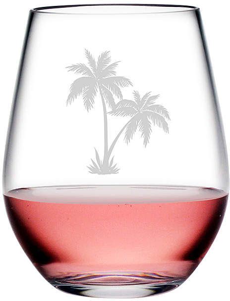 Susquehanna Glass Palm Tree Stemless Wineglass Set Of Four Wine