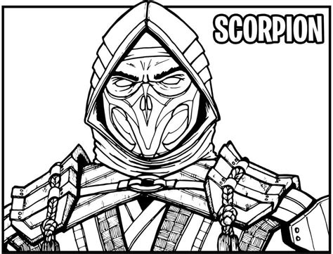 Página para colorir de Scorpion Mortal Kombat 4 Desenhos para colorir
