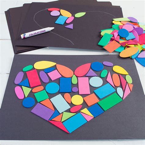Colorful Foam Shape Heart Collage Creative Activity