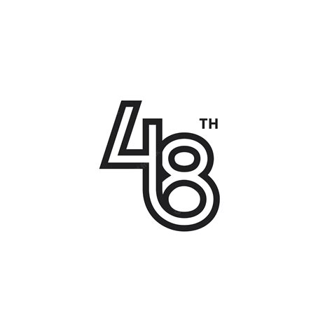 Premium Vector 48 Number Forty Eight Looped Line Outline Logo Design