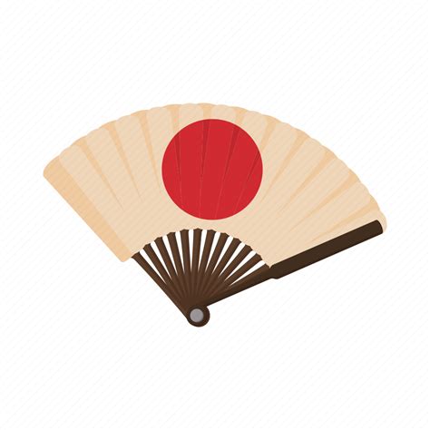 Cartoon Circle Fan Flag Japanese Style Traditional Icon