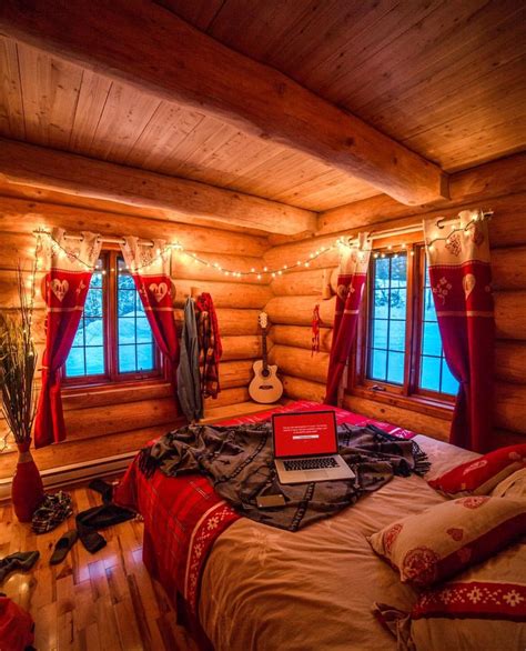 Pin By Olivia On Rooms I Love Cabin Bedroom Cozy Cabin House In