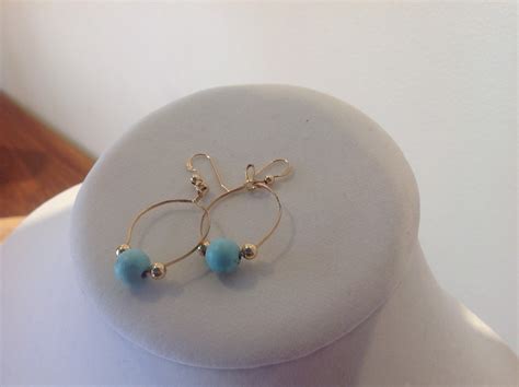 Sleeping Beauty Turquoise Earrings Handcrafted Turquoise And K Gold
