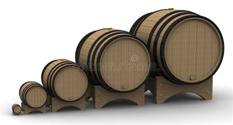 Wooden Barrels Of Different Sizes Stock Illustration Illustration Of