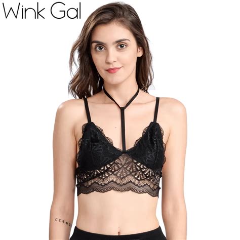 Wink Gal New Sexy Woman Spaghetti Straps Bralette Hollow Out Female Bra Embroidery Lace Floral