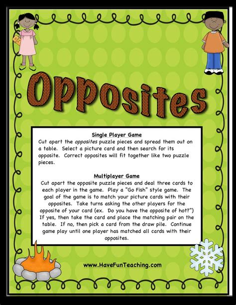Opposites Activity Opposites Activities Have Fun Teaching Opposites