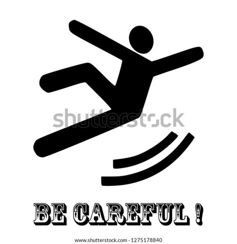 Be Careful Slippery Sign Logo Symbol เวกเตอร์สต็อก ปลอดค่าลิขสิทธิ์