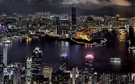Hongkong City At Night Wallpaper High Definition Ziscr