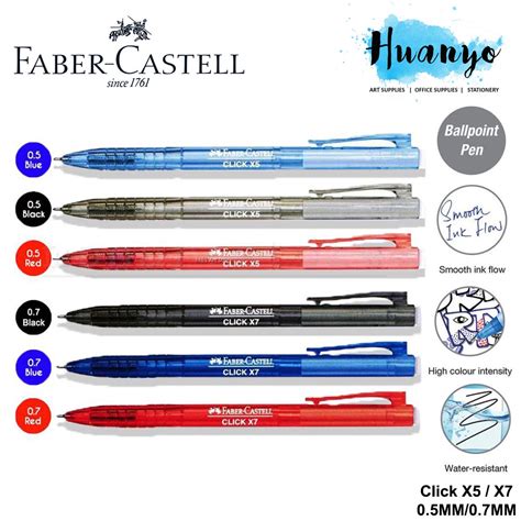 Faber Castell Click X5 X7 Retractable Ball Pen Blackblue Red 05mm