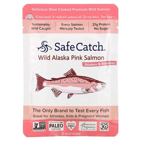 Safe Catch Wild Alaska Pink Salmon Skinless And Boneless 3 Oz 85 G