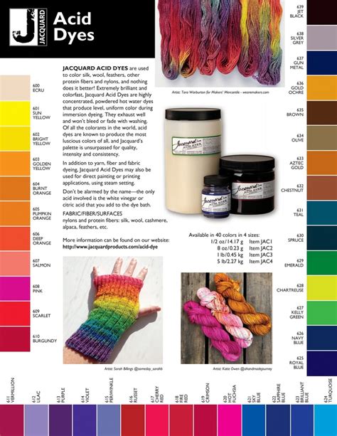 Jacquard Acid Dye Color Chart In Vancouver Canada Turaco