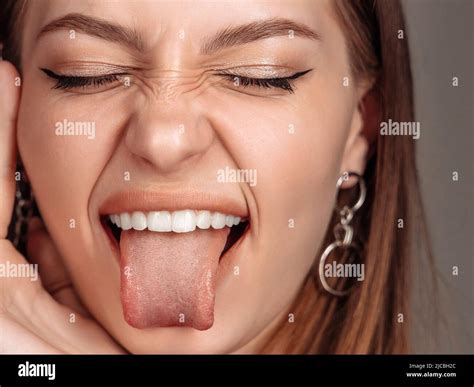 Woman Open Mouth Show Tongue Hi Res Stock Photography And Images Alamy