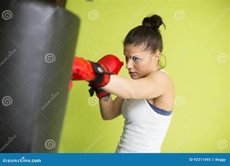 Woman Boxing Workout In In A New Light Gym Stock Image Image Of
