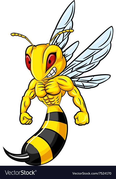 Cartoon Of Angry Bee Mascot Isolated Royalty Free Vector Bee Drawing