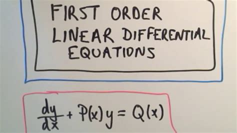 First Order Linear Differential Equations Youtube