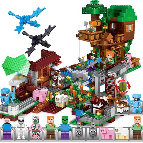 Minecraft Lego Compatible Village Tree House Building Block Toys Mini