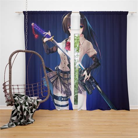 Samurai Sword Katana Anime Girl Bedroom Window Curtain Ebeddingsets