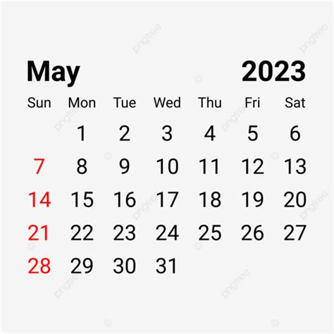 Calendar May 2023 Vector Art Png May 2023 Simple Calendar May 2023