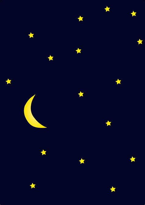Clipart Moon In Dark Night Sky Full Of Stars