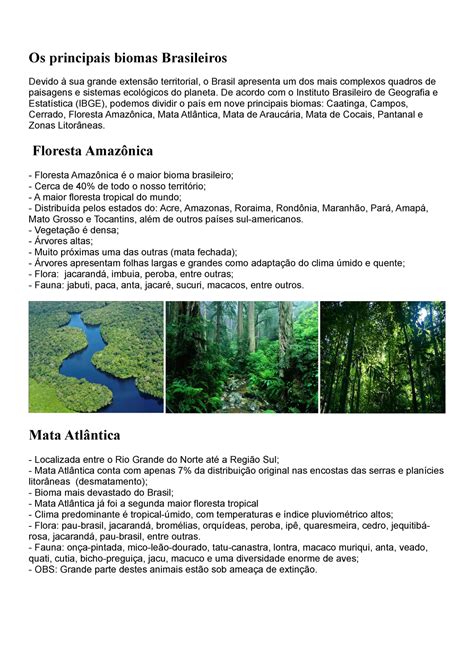 Biomas Brasil Resumo Completo Os Principais Biomas Brasileiros Devido