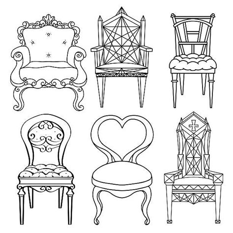 Set Of Hand Drawn Chairs Interior Detail Chair Drawing Furniture