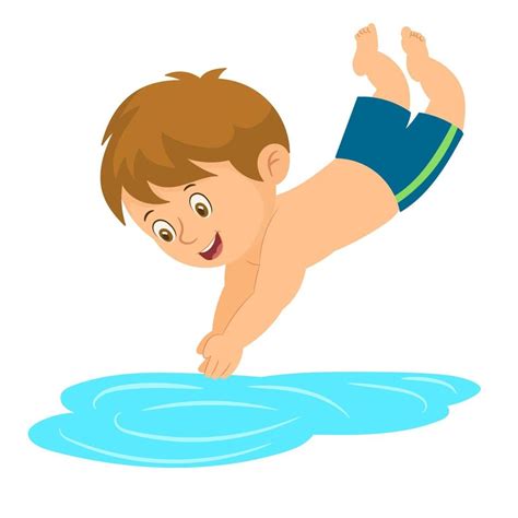 Boy Jumps In Swimming Pool Vector Art At Vecteezy