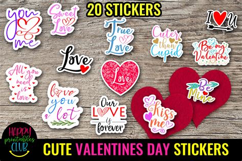 cute valentines day stickers love sticke graphic by happy printables club · creative fabrica