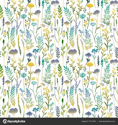 Vector Seamless Pattern With Color Plants Stock Vector Image By ©cat