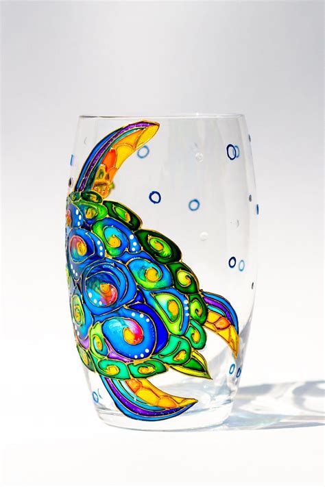 Sea Turtle Wine Glass Personalized Ocean Themed Wedding Favor Etsy Sea Decor Wine Glass