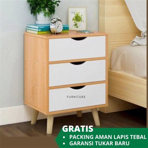 Jual Meja Nakas Minimalis Kamar Tidur Laci Estetik Shopee Indonesia