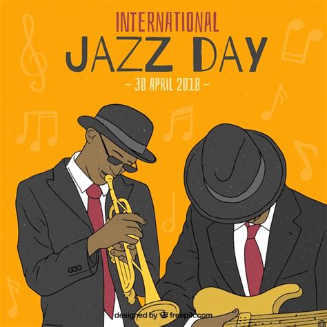 Fondo Dibujado A Mano Para El Día Internacional De Jazz Vector Gratis