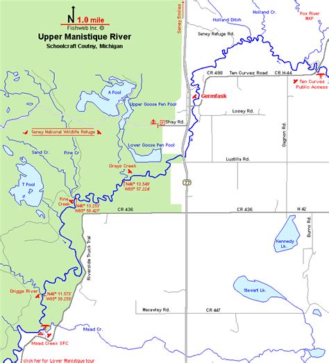 Manistique River Map Schoolcraft County Michigan Fishing Michigan