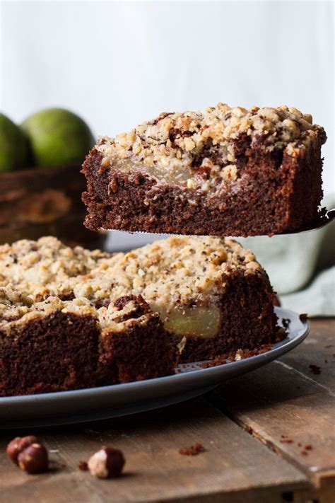 Chocolate Pear Cake With Hazelnut Crumb Topping Recipe Pear And
