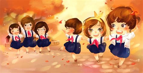 Download Friendship Cartoon School Girls In Park Picture