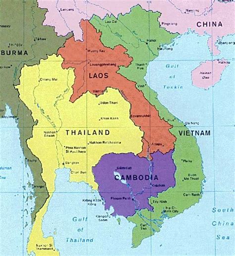 Thailand Cambodia Laos Vientam Cambodia Vietnam Map Thailand Map