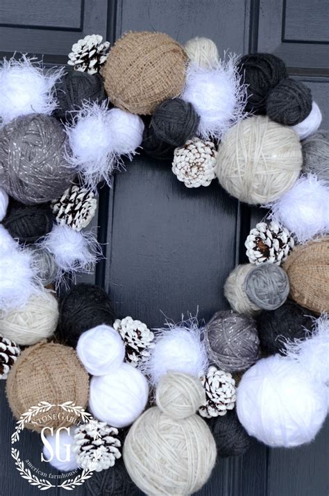 Winter Yarn Ball Wreath Diy Stonegable