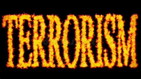 Terrorism Text Word Concept Burning On Black Background Stock