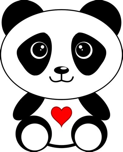 Panda With A Heart Public Domain Vectors