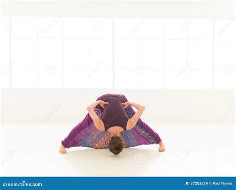 Demonstration Of Yoga Pose Indor Stock Photo Image Of Legged Peace
