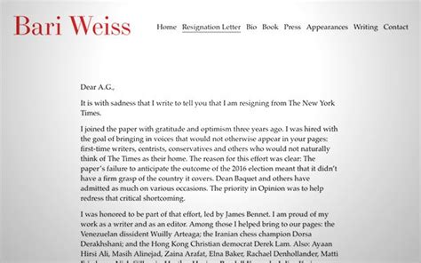 Bari Weiss Resigns From New York Times Andrew Sullivan To Exit New