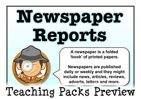 Powerpoint) from moodle · instructor's handout or a . The Newspaper Reports Pack