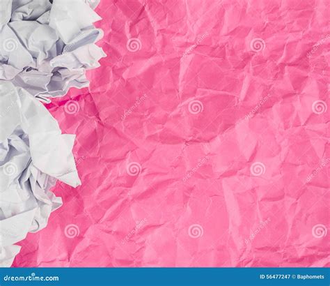 Pink Crumpled Paper Background With Crumpled Paper Ball Stock Image