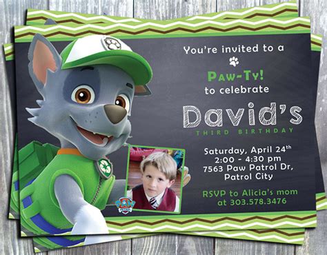 Paw Patrol Rocky Birthday Party Printable Invitation