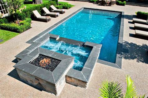 Pool With Spa Designs Geometric Pool And Jacuzzi For Small Yard